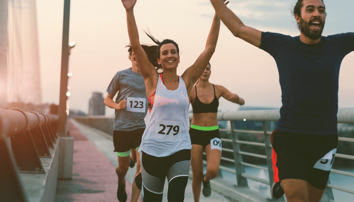 Group of happy runners