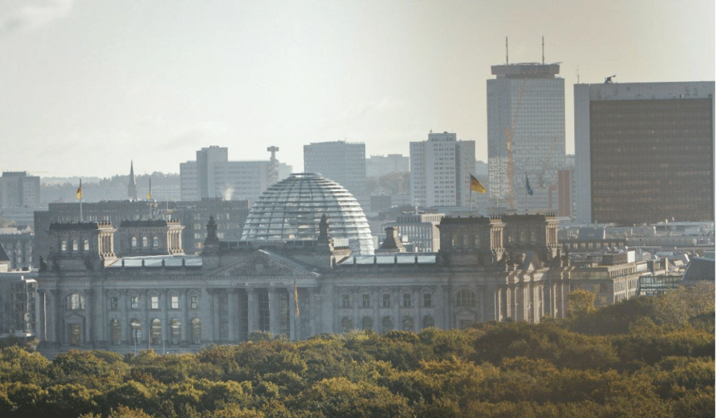 Reichstag building and dome, Tiergarten Park