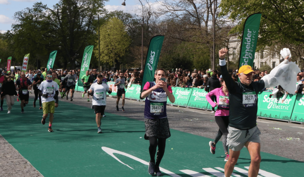 Albert crosses the finish line