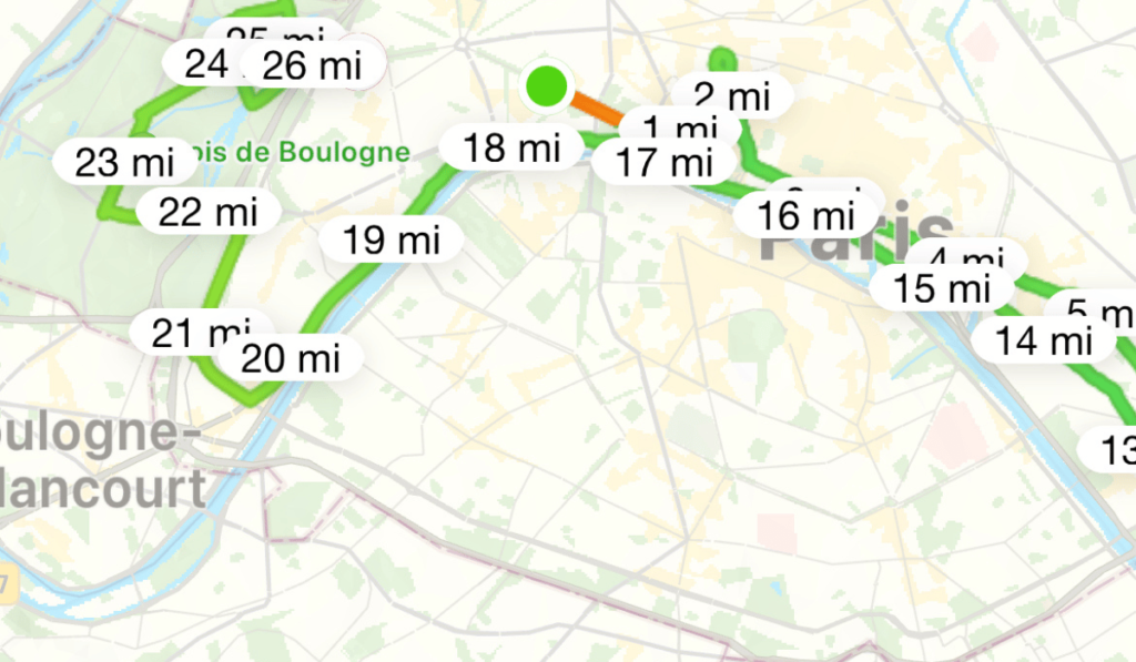 Paris Marathon Course - Western Part