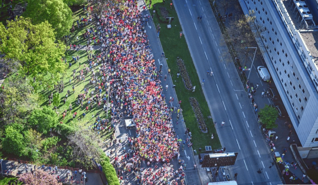 Runners ready to start the Marathon