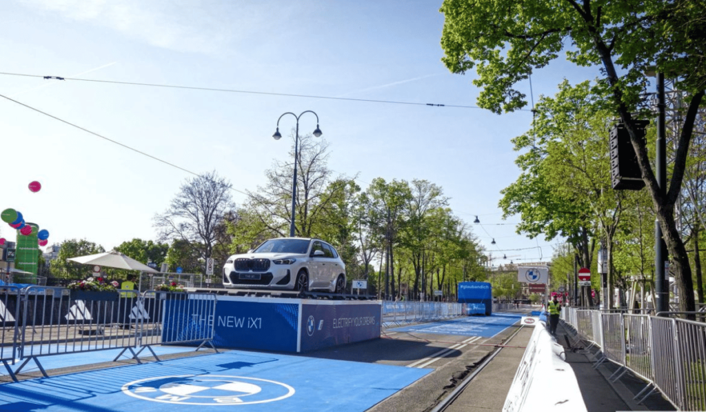 Sponsor Displays at the start area of Vienna City Marathon